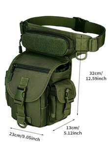 Piernera Táctica Militar Premiummm, Mochila para Pierna Multifuncional Uso Rudo al Aire libre, Bolsa Riñonera Táctica Resistente - Verde militar - Ver 4