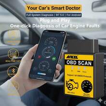 ANCEL ELM327 Bluetooth Wireless Obd2 Scanner For Android Phone, Car Fault Diagnostic Tool, Check Engine Code Reader Scan Tool, Car Accessories, Car Essential Goods, Car Scanner Compatible With TORQUE PRO/Dashcommand/Scan Master/ OBD AUTO DOCTOR  App - 黃色 - 查看 1