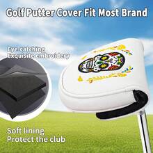1 pieza Funda para cabeza de putter de golf DF3 - Estilo de maquillaje cómico - Estuche resistente de PU con forro esponjoso y diseño de dibujos animados lindos (compatible con el modelo de putter DF3) - Multicolor - Ver 6