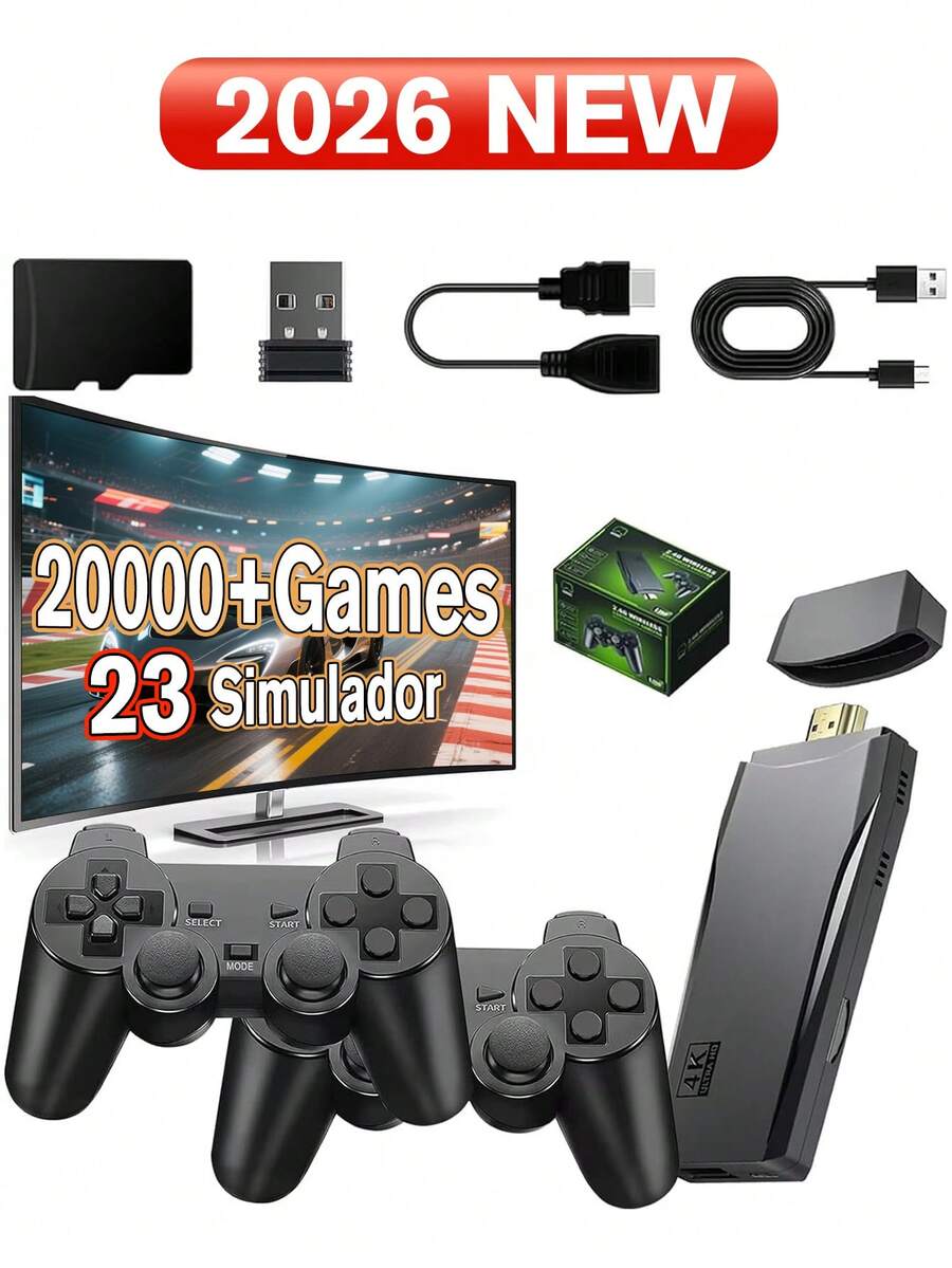 Consola de Juegos M8 Retro Inalámbrica 64G,más de 20000 Juegos Integrados, Salida TV Videojuegos, con Controladores Inalámbricos Duales de 2.4 G