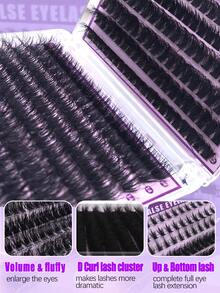 Eimny 400/402/150片装蓬松睫毛簇套装 - 浓密簇状睫毛嫁接，仿貂毛单根假睫毛，D型卷翘，DIY居家美睫，卡通簇状睫毛嫁接，貂毛条纹睫毛，浓密蓬松！#自然妆容 #超大容量 #DIY睫毛 #居家美妆 #适合新手 #假睫毛 #睫毛簇 #单根假睫毛 #睫毛 #假睫毛 - 彩色 - 查看 8