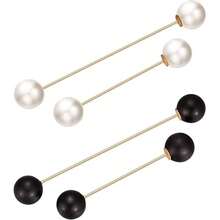6pcs Set Of Hot-Selling Brooch Women's Waist Retraction Buckle Simple Collar Needle Faux Pearl Line Needle Diamond Pin - Multicolor - View 3