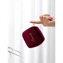 Mini Travel Makeup Bag, 1Pc Multifunctional Cosmetic Organizer Handbag Bath Shower Wallet Pouch Portable Cosmetics Brush Storage Clutch With Zipper Closure For Lipstick, Brush, Skincare, Mobile Phone, Coin, Small Items, For Home, Vacation And School Use, Makeup Bag Makeup Pouch Skincare Bag Toiletry Bag Packing Cubes, Travel Essentials Cruise Essentials,Gifts For Women,Christmas Gifts,Gift Ideas For Women - 酒紅色 - 查看 4