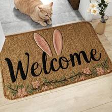 1pc Easter Bunny Ear Welcome Mat, Lightweight Rectangular Carpet, Suitable For Indoor/Outdoor Decoration, Stain-Resistant Entrance Rug For Home, Farmhouse, Bar, Creative Art Design - Doormat, Small Rug, Welcome Mat, Area Rug, Garden Rug, Washable Carpet - contracted design - View 2