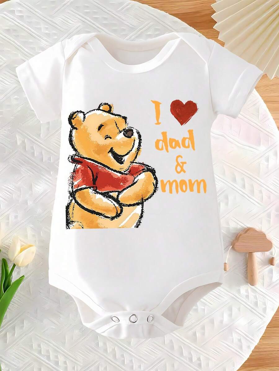 Disney Newborn Baby One-Piece Diaper Cover For Summer Light Style Baby Unlined Short-Sleeved Triangle Shirt Soft And Comfortable Pregnancy Gift - White - View 1