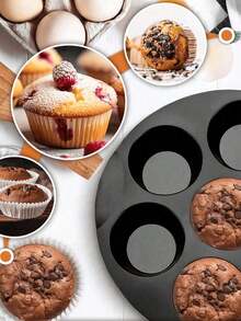 1pc 7-Cup Silicone Air Fryer Baking Mold | Reusable Non-Stick Baking Tray | 7-Hole Pancake Cup Mold - Suitable For Air Fryer, Can Make Egg Tarts, Mini Cakes And Chocolates, Easy To Clean - Multicolor - View 2