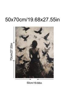 1pc Gothic Dark Woman Silhouette With Witchy Ravens Print, Moody Forest Decor, Festival Gift,Suitable For Bedroom,Living Room,Apartment,Wall Arts,Wall Decor,Home Decor,Room Decor, Canvas Wall Art, Posters, Wall Art With Frame, Optional Frame ﻿ ﻿ - A - View 12