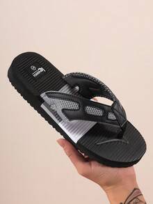 Men's Color Block Sandals, Summer Beach Slippers, Outdoor Flip Flops, Casual Lightweight Slippers, Fashion , Suitable For All Seasons - Black - View 2