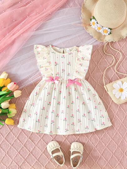 Vestido floral diminuto de verano para niña, vestido casual, dulce y lindo para niña bebé
