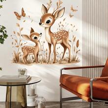 1pc Cute Adorable Cartoon Deer Wall Sticker, Removable Self-Adhesive Waterproof PVC Animal Decal, Suitable For Decorating Living Room, Bedroom, Kids Room, Kitchen - Wall Stickers - View 7