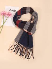 1 Peça Lenço de Xadrez de Imitação de Cashmere Unissex para Outono/Inverno, Adequado para Passeios, Compras em Grupo, Viagens, Presentes - Multicolorido - Visão 2