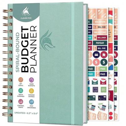 Clever Fox Budget Planner Spiral – Expense Tracker Notebook – Monthly Budgeting Organizer, Finance Logbook & Accounts Book To Control Your Money – Undated Bill Tracker, 6.3x8.4" - Mint Cream