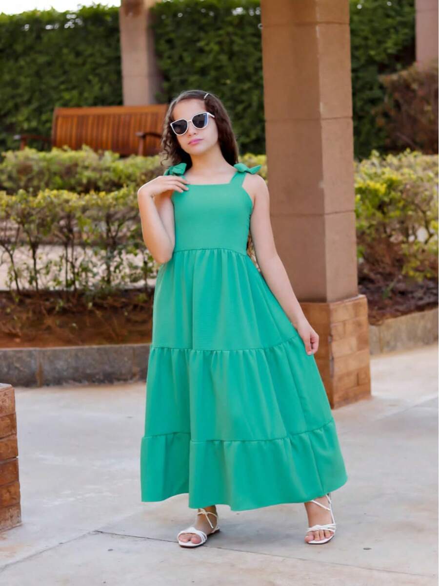 TRES MARIAS LONG STRAP DRESS FOR CHILDREN/ YOUTHS/ GIRLS - verde menta - Ver 1