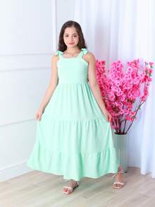TRES MARIAS LONG STRAP DRESS FOR CHILDREN/ YOUTHS/ GIRLS - bebé verde - Ver 4