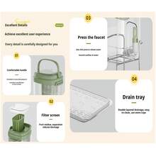 Luxury Iced Water Pitcher, Heat-Resistant With Faucet, Fruit Tea Dispenser, Home Beverage Cooler - Multicolor - View 6