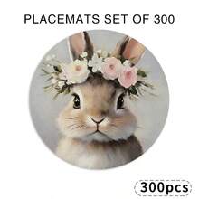 一套兔子图案圆形餐垫，适合春、夏、秋、冬四季使用。 - 彩色 - 查看 19