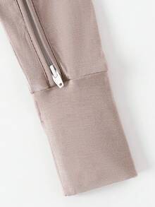 Junblebaby Baby Boy Bamboo Fiber Zipper Romper ,Tight-Fitting Style-Bamboo Fiber Solid Color Long-Sleeved Zipper, Baby Boy Clothes, Bamboo Baby Jumpsuit, With Bidirectional Zipper & Foldable Footie (0-3Y) - Màu Khaki - Xem 8