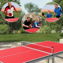 Juego de Mesa de Ping Pong Profesional 6x3 Pies (1.8x0.9 m) - Mesa de Tenis de Mesa Portátil para Interior/Exterior, Incluye Red, 2 Paletas y 3 Pelotas, para Adultos y Jóvenes - Rojo - Ver 5