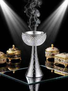 1pc Crystal Pattern Metal Incense Burner, Modern Luxury Style Incense Holder, Suitable For Home Decor And Display - Multicolor - View 5