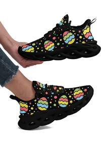 Oster-Eier Blumen Damen Sneaker, leicht, atmungsaktiv und bequem, Niedrig-Top Schnürschuhe, ÜBERGRÖSSENMODE Unisex Outdoor Schuhe - Verschiedenfarbig - Übersicht 3