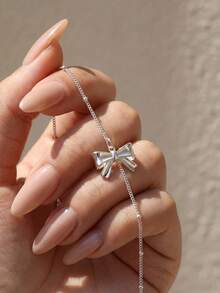 1件简约做旧心形吊坠项链，925纯银奢华颈链，日常佩戴及女士礼物 - 款式2 - 查看 2