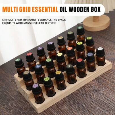 21-Fach Holz Mehrebenen Aufbewahrungsregal für ätherische Öle, Ausstellungsregal für Lippenstifte, Kosmetik