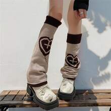 Goth Leg Warmers Women Cute Y2k Harajuku Punk Rave Emo Grunge Winter - BeigeandBrown15 - View 6