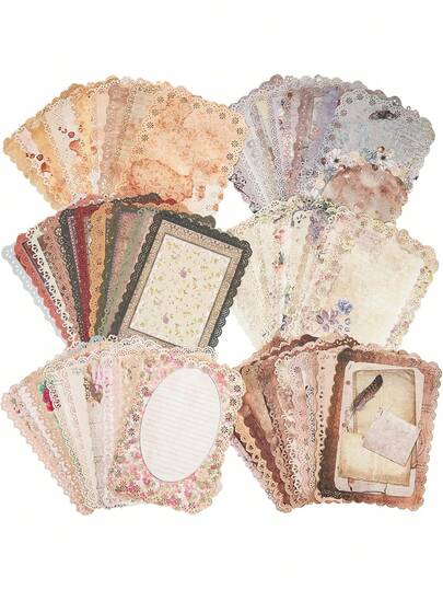 10 piezas de papel decorativo con encaje vintage, adecuado para scrapbooking, diarios, pegatinas, collages, papel de carta retro, suministros de scrapbooking