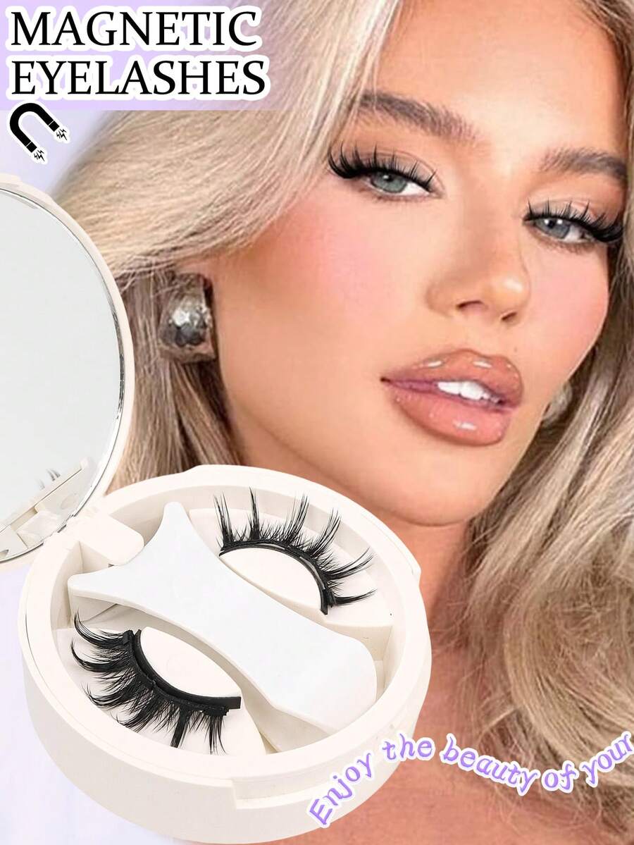 1 Pair Reusable Magnetic Eyelashes, Natural Look Without Glue, Cartoon Cat Eye False Lashes With Magnets - Comic wet eyelashes - View 1