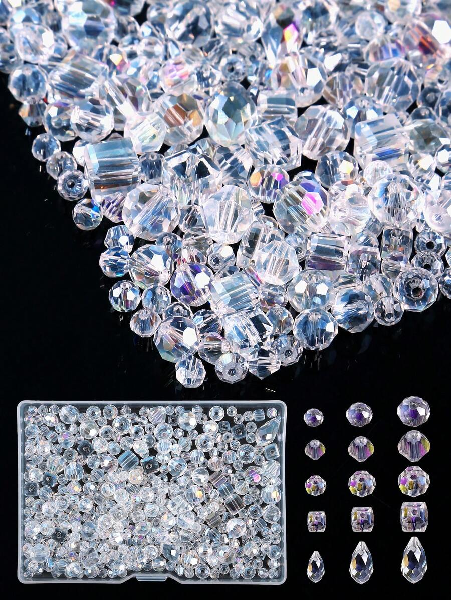 Diamond Beads Kit, Boxed Transparent Rhombus Beads Kit For Jewelry Making,DIY Necklaces Bracelets Earrings Handicrafts Jewelry Accessories - Boxed Transparent Diamond-shaped Beads - View 1