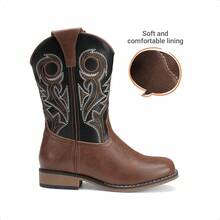 Boys Cowboy Boots Kids Classic Western Boots Square Toe Girls Cowgirl Boots For Toddler/Little Kid/Big Kid - 深棕色 - 查看 5