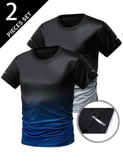 两件套加大码男士休闲T恤套装，适合高个男士，透气速干，是户外运动健身的理想之选，春夏皆宜。