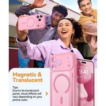 Magnetic For IPhone 17 Pro Max Case(6.9"), Upgraded [Full Camera Protection] [Compatible With Magsafe] [Translucent Matte] Shockproof Protective Phone Case, Orange - Pink - View 3