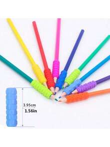 4个/14个/24个/28个 儿童硅胶笔套 感官笔套 纹理笔筒（颜色随机） - 彩色 - 查看 2
