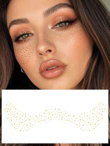 Gold Glitzer Gesichts-Juwelen Aufkleber, Gold Folie Schmetterling Herz Stern Mond Sommersprossen Designs, Y2K temporäre Fake Tattoos, zum Selbermachen für Karneval, Musikfestivals, Valentinstag, Partys, Feiertage, geeignet für Finger, Ohren, Schultern, Hals, Schlüsselbein, kleine Körperstellen - Gold - Übersicht 4