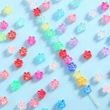 100pcs 4X7mm Acrylic Shiny Flower Beads AB Color Spacer Beads For Jewelry Making Bracelets, Necklaces DIY Keychain Pendants Accessories - Flower - View 7