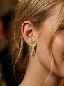 6 Pairs Stainless Steel Jewelry Set For Women Fashion Women Earrings Women Jewelry Minimalist Geometric Fashionable, Luxurious, Simple, Elegant, And Personalized Chunky Gold Stud Earrings For Teen Girls Summer Beach Vacation Bikini Accessories Attractive Clothes, Wedding Dresses Accessories - Versatile JewelryPerfect For Wearing While Swimming, Bathing, Exercising ,Great For Valentines Day, Birthday, Mother Day, And Vacation Surprises. - Gold - View 8