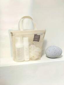 1个轻便网眼淋浴袋，大容量旅行洗漱包，悬挂式浴室收纳袋，带拉链的便捷化妆刷收纳袋，也适合存放口红，简约便携网眼洗漱包，学生洗漱包，防水女士收纳袋，旅行必备，邮轮必备，度假必备，旅行用品 - 彩色 - 查看 9