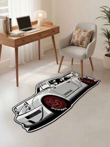 1pc Premium Racing Car Floor Mat, Polyester Fiber Rug, Black & White Design, Suitable For Bedroom, Living Room Decor, Bedroom Decor | Sports Style Room Decor | Durable Mat, Car Floor Mat, Bedroom Decor, Room Decor Bedroom, Room Decor, Small Rug - Multicolor - View 14