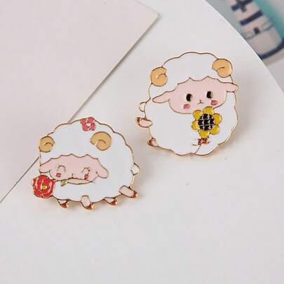 4pcs/2pcs Cute Sheep Brooch, Adorable Sheep Badge For Men And Women, Japanese Style Pin Decoration For Backpack, Hat, Clothes, Bag, Suitable As Gifts For Eid Al-Adha, Birthday, Baby Shower, Wedding, Back To School, Teacher's Day