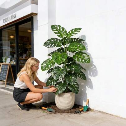 70-100cm Large Artificial Turtle Back Bamboo Tree, Fake Palm Plant, Plastic Turtle Back Leaves, Tropical Artificial Landscape Plant, Suitable For Home, Garden, Office, Party, Wedding Decoration, Valentine's Day, Birthday Gift, Graduation Ceremony And Other Occasions