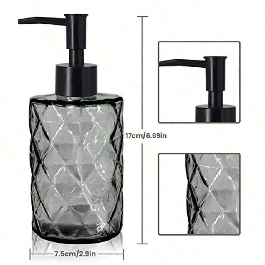 dispensador de jabon baño 330ml-dispensador de jabon 11onzas dispensador de jabon cocina dispensador de jabón de manos y platos para fregadero de cocina con Bomba de Plástico plata transparente-B029 - Negro11 - Ver 1