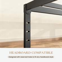 SHA CERLIN Twin/Full/Queen/King Size Bed Frame, Black, 18 In Metal Platform Bed With Heavy Duty Steel Slat Support, Under-Bed Storage Space, No Box Spring Needed, Easy Assembly, Stable Structure, 800 LB Weight Capacity - 18 Inch-Black - 查看 5