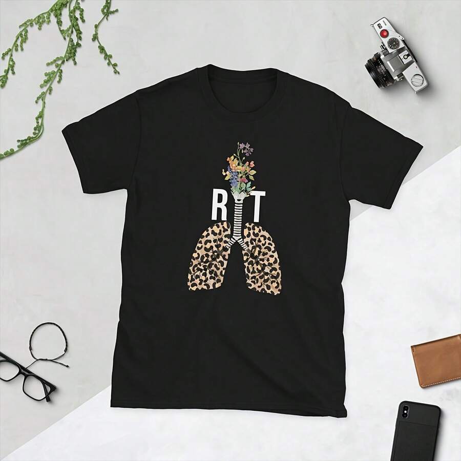 Camiseta universitaria de terapia respiratoria RT de terapeuta respiratorio - Negro 2 - Ver 1