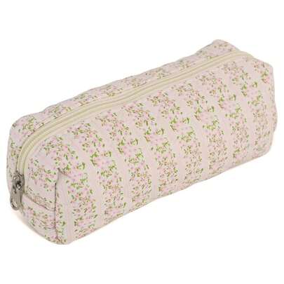 Cotton Makeup Pouch Cosmetic Makeup Bag For Women Make Up Bag Toiletry Organizer Case Travel Quilted Zipper Cute Floral Flowers Kawaii (Pink Floral)
