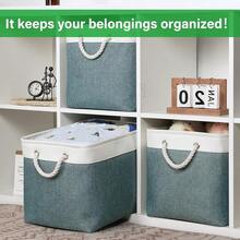 Large Storage Baskets For Shelves 3 Pack Fabric Storage Bins For Organizing Linen Collapsible Organizer For Closet-Deep Gre1en - DeepGre1en - 查看 3