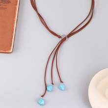 1PC Bohemian Vintage Turquoise Stone Pendant Necklace Women Fashion Long Sweater Chain Daily Wear Festival Gifts - Phong cách 2 - Xem 9