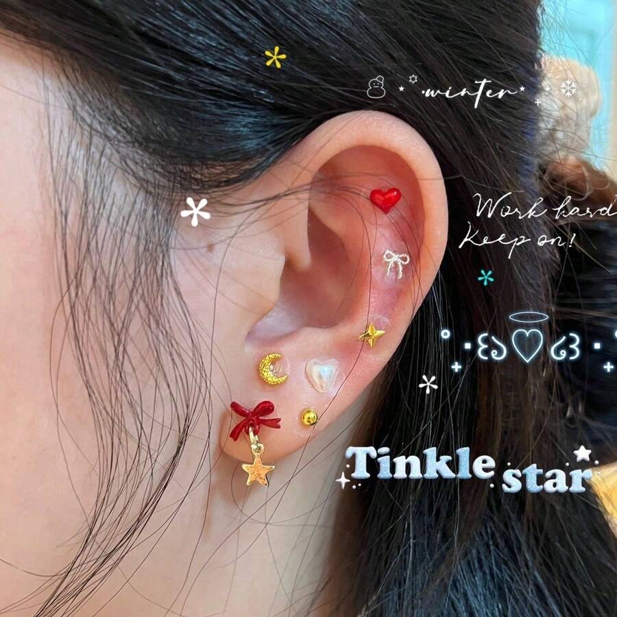人気 耳つぼジュエリー シール キラキラ イヤーステッカー 可愛い 粒タイプ ステンレス製 耳つぼシール ピアスなし 健康グッズ コリほぐし 表情筋ケア ほうれい線 むくみ解消 目元ケア不眠症 マッサージ 精緻で美しい - 6 - チェックする 1