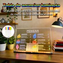 Tablero de escritura luminoso de acrílico, tablero de mensajes, tablero de dibujo infantil, soporte LED pintado a mano DIY - Multicolor - Ver 11