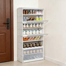 Mehrstöckiges, transparentes Schuhregal für Zuhause und Eingangsbereiche, staubdichte Schuhaufbewahrung, Schuhschrank für Studentenwohnheime, platzsparende Aufbewahrung - Weiss - Übersicht 7